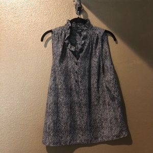 J.Crew ruffle collar black and cream blouse